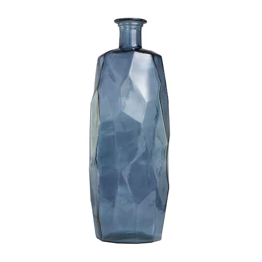 29" Blue Recycled Glass Tall Spanish Bottleneck Vase